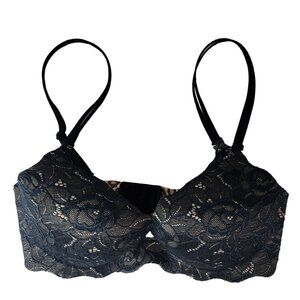 Victoria's Secret Push Up Bra Black 36D Adj Underwire Very Sexy Secret Embrace